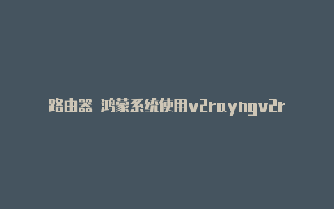路由器 鸿蒙系统使用v2rayngv2rayn 无法访问谷歌商店