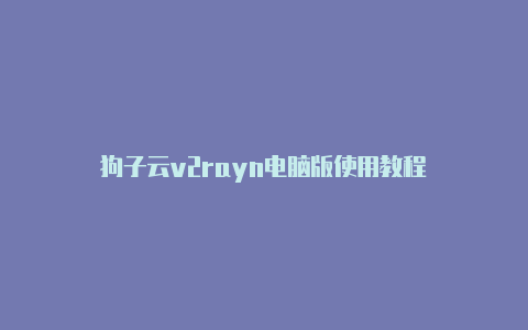 狗子云v2rayn电脑版使用教程-v2rayng