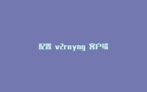 配置 v2rayng 客户端-v2rayng