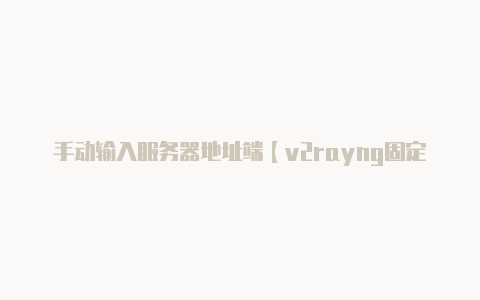 手动输入服务器地址端【v2rayng固定节点】