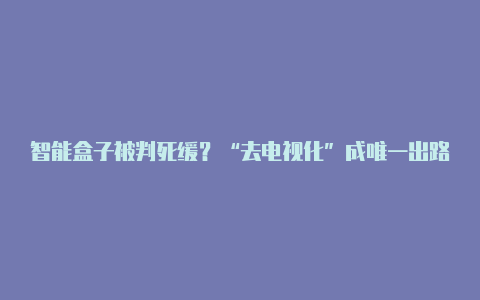 智能盒子被判死缓?“去电视化”成唯一出路【v2rayng安卓最新】