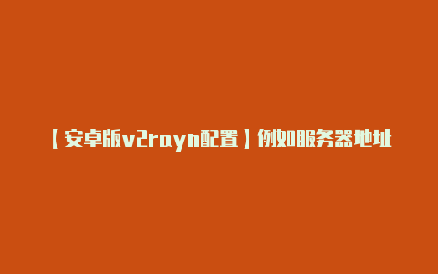 【安卓版v2rayn配置】例如服务器地址端口用