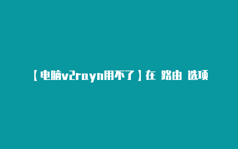 【电脑v2rayn用不了】在 路由 选项卡中-v2rayng
