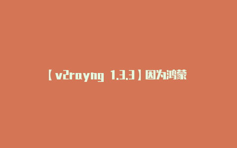 【v2rayng 1.3.3】因为鸿蒙 OS 在一